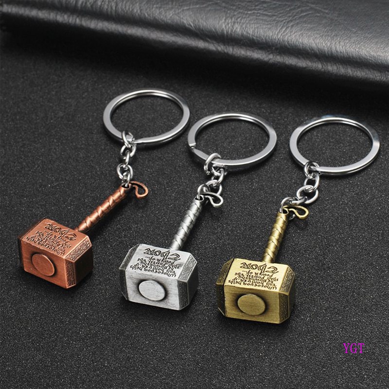 YGT Captain America Thor Keychain Metal Hammer Keyring Avengers