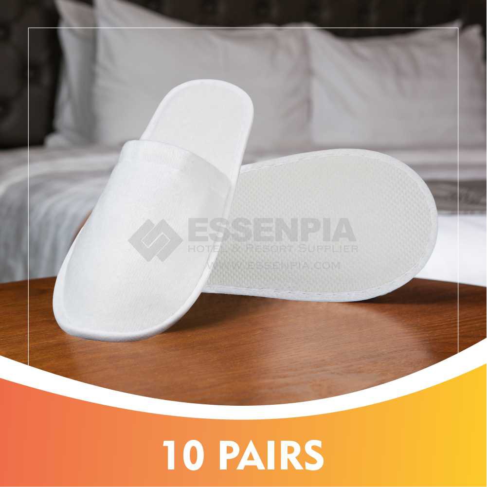 10 PAIRS CLASS A HOTEL NONWOVEN DISPOSABLE SLIPPER (WHITE) Shopee