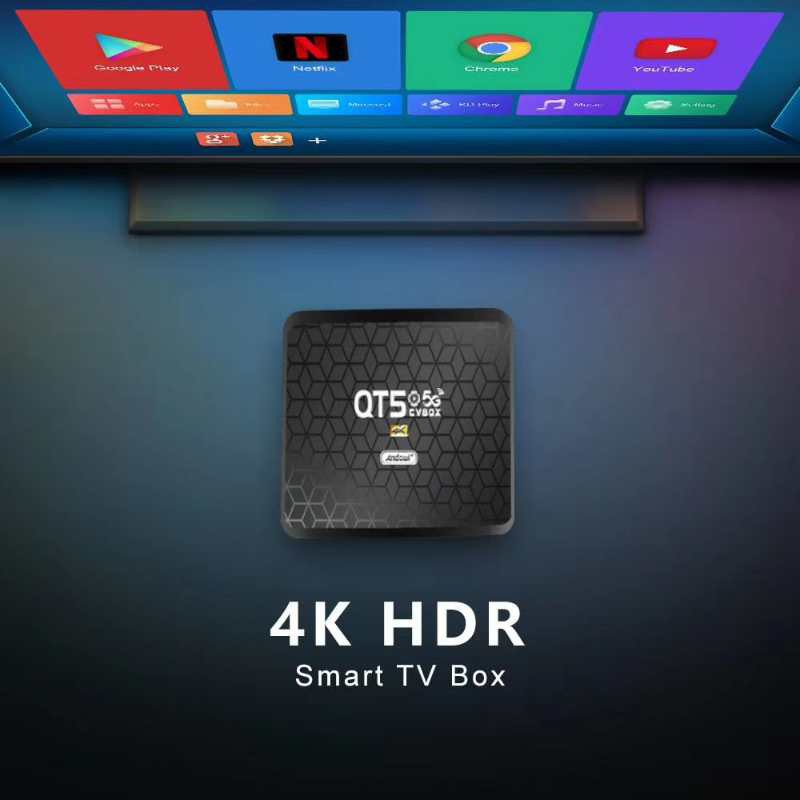 TV Boxes 2GB+16GB QT5 5G 4K HDR Android Ultra HD WIFI:2.4G/5G Smart TV