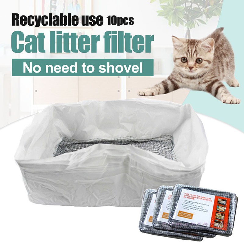 10 Pcs Reusable Cat Feces Filter Net Cats Sifting Litter Tray Liners