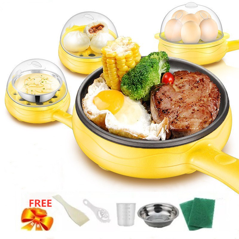 Multi Function 2 In 1 Mini Electric Frying Pan 4pcs Cooking Kitchen Non Stick Pans And Egg Cooker Shopee Philippines