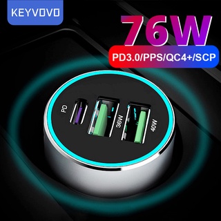 76W PPS PD QC 3 USB Metal Quick Car Charger for iPhone 12 Xiaomi Samsung Huawei P40 5A SuperCharge SFCP OnePlus QC3.0