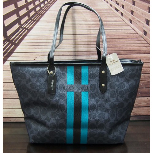 Original COACH F38405 Signature Varsity Stripe City Zip Tote Bag | Shopee  Philippines