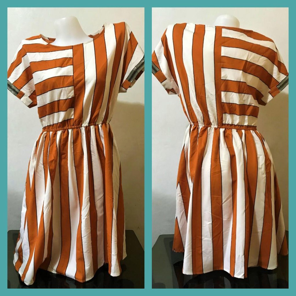 brown and white dress