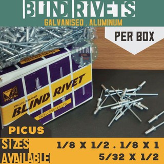 Per Box - Aluminum Blind Rivet (1/8 X 1/2, 1/8 X 1, 5/32 X 1/2, 5/32 X ...