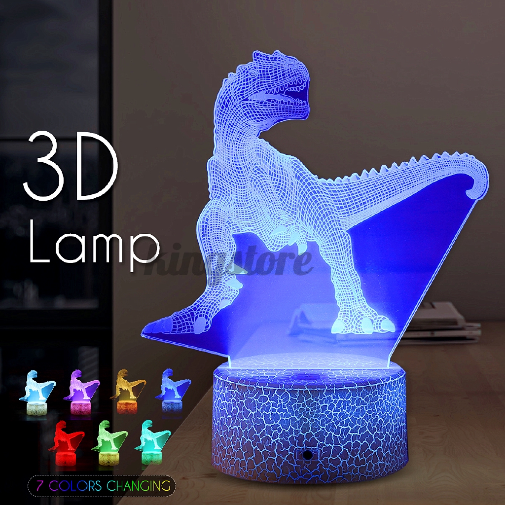 dinosaur 3d night light touch table desk lamp