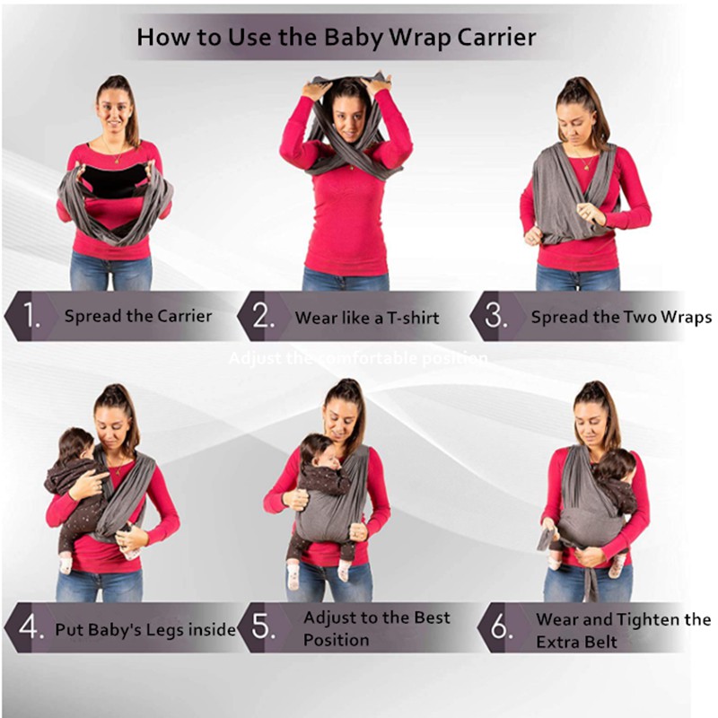 Easy to Wear Hands Free Baby Wrap Sling Carrier