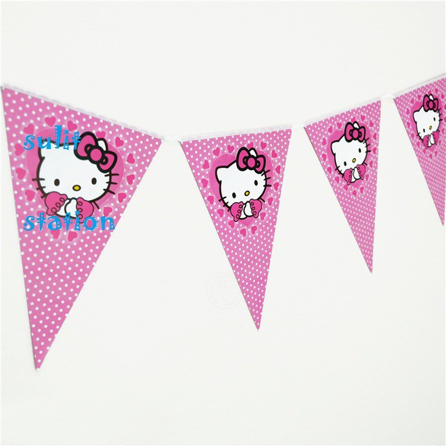 Hello Kitty Themed Birthday Party Triangle Flag Banners Banderitas