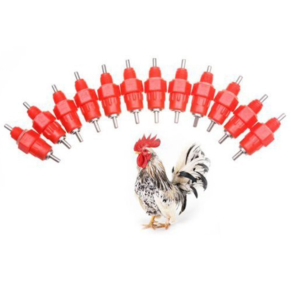 10 Useful Red Chicken Duck Water Nipple Drinker Feeder Poultry