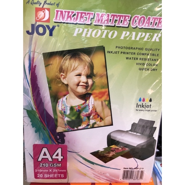 Photo Paper Joy Inkjet Matte Glossy A4 210gsm 20 sheets 210mmx297mm ...