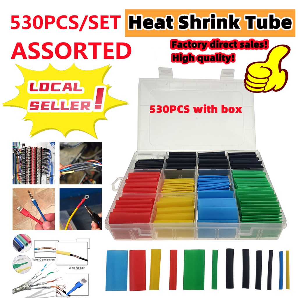 Have Long Lasting Insulation Function 3:1 Heat Shrink Tube with Storage Box 6 Sizes for Cable Wire Repair 270 pcs Dual Wall Heat Shrink Tubing kit Black and Red