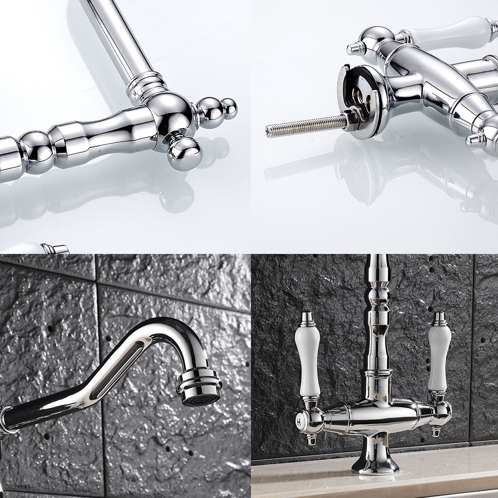 Enjoygo Chrome Kitchen Sink Mixer Taps Traditional Bridge Ba