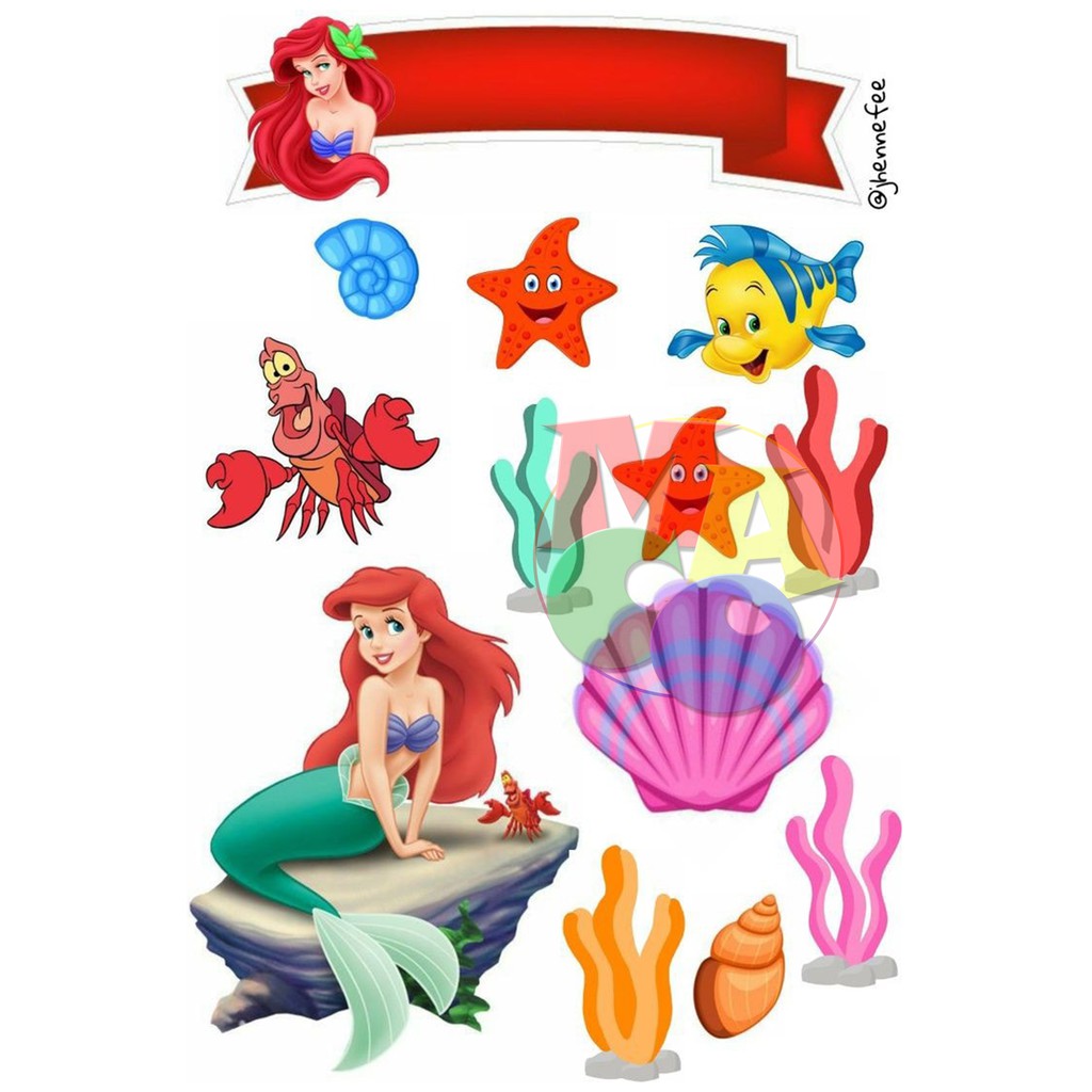 Little Mermaid Cake Topper Paper Party Supplies Party Supplies 