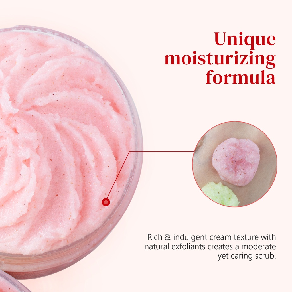Stawberry Body Scrub Hydrating Scrub Lotion Deep Cleansing Cutin Brighten Skin Remove Dead Skin Improve the skin Dry and Rough Deep clean skin Lasting Moisture 350g Body Care