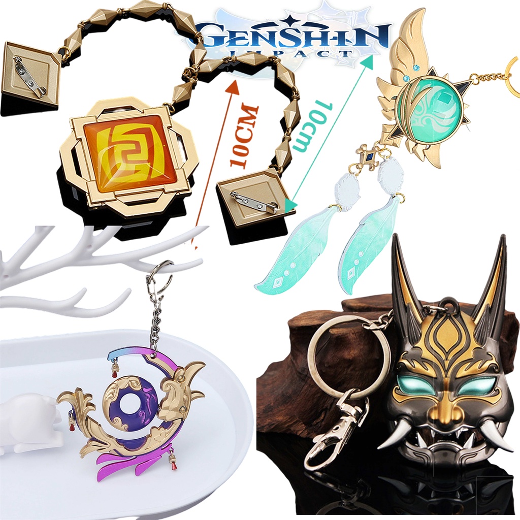 Genshin Impact Xiao Mask Cosplay zhongli Venti Alloy Key Chains