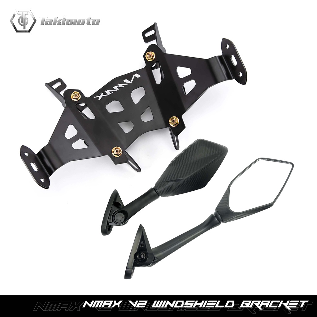 Takimoto NMAX V2 Windshield Bracket With Side Mirror & Visor Set High Quality Aluminum with