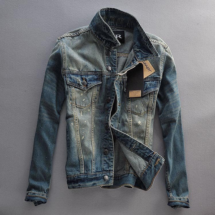 mens jean jacket distressed