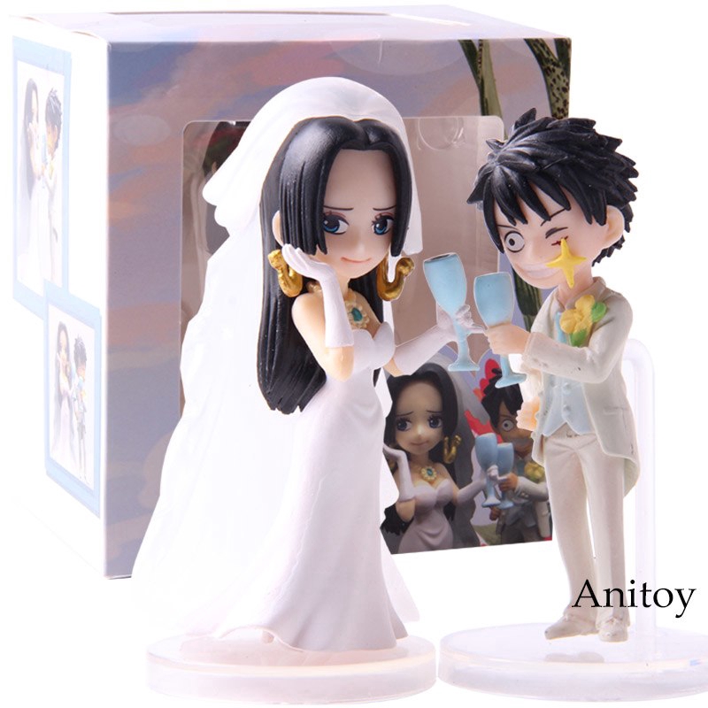 2pcs/set ONE PIECE D Luffy VS Boa·Hancock Wedding Dress Figure Toy New 