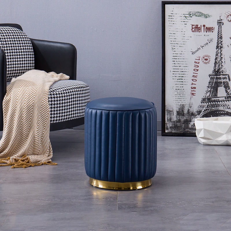 Small stoolLight Luxury and Simplicity round Stool Minimalist Leather Stool Home Living Room Low