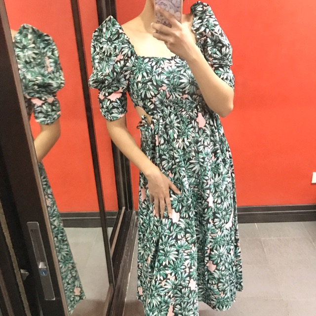 zara puff sleeve floral dress