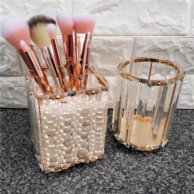 Gladking luxury Crystal GOLD Makeup Brush Holder Organizer Shopee