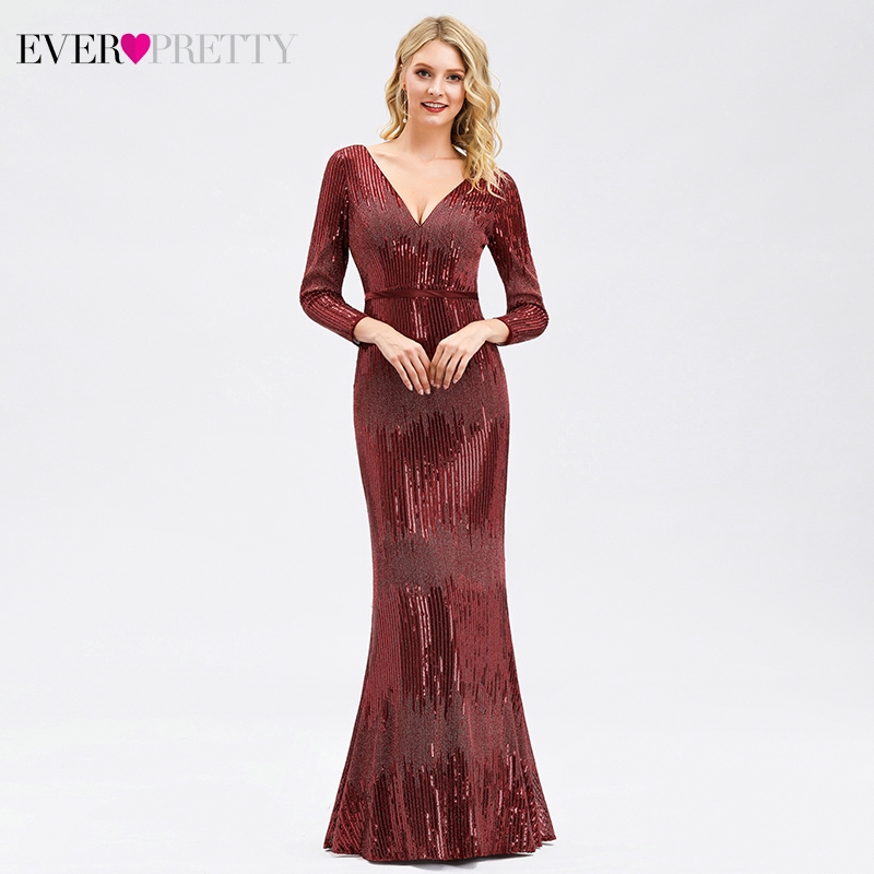 long sleeve party gown