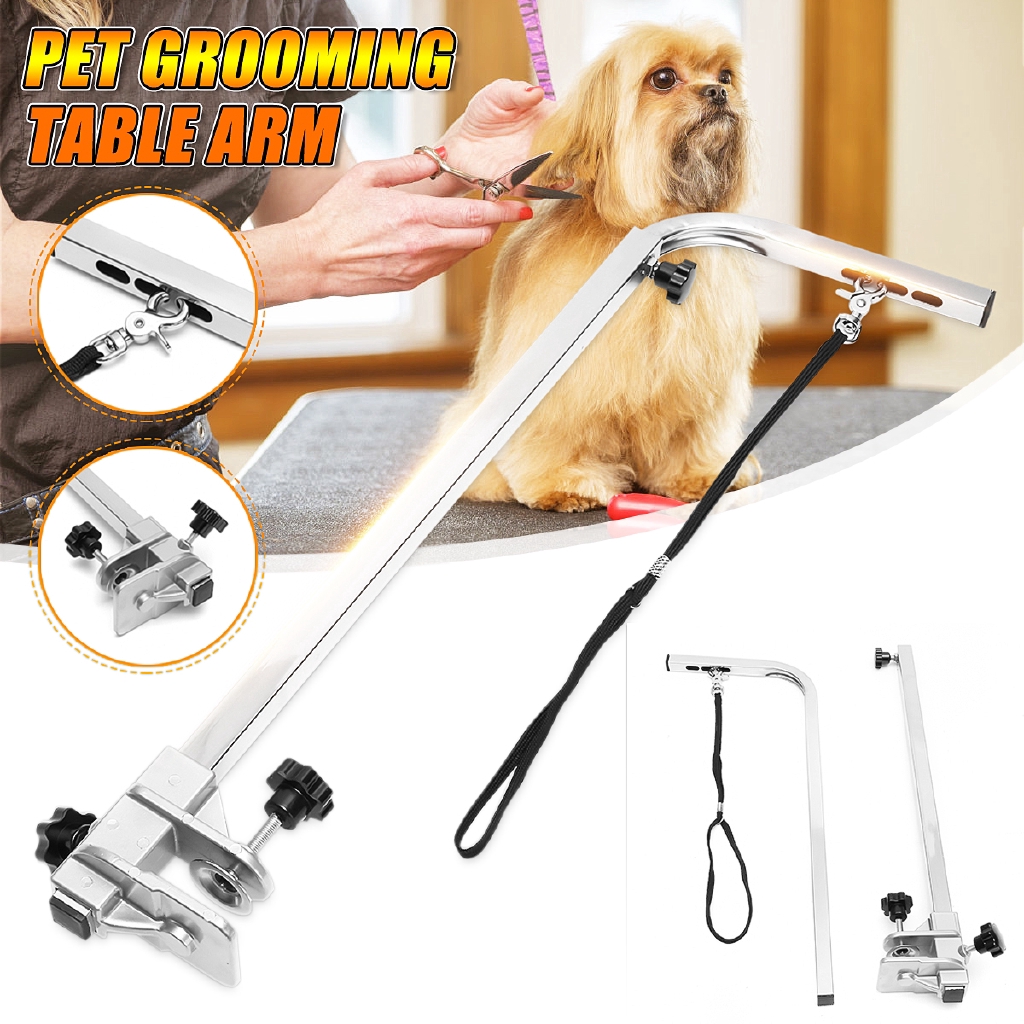 portable grooming table with arm