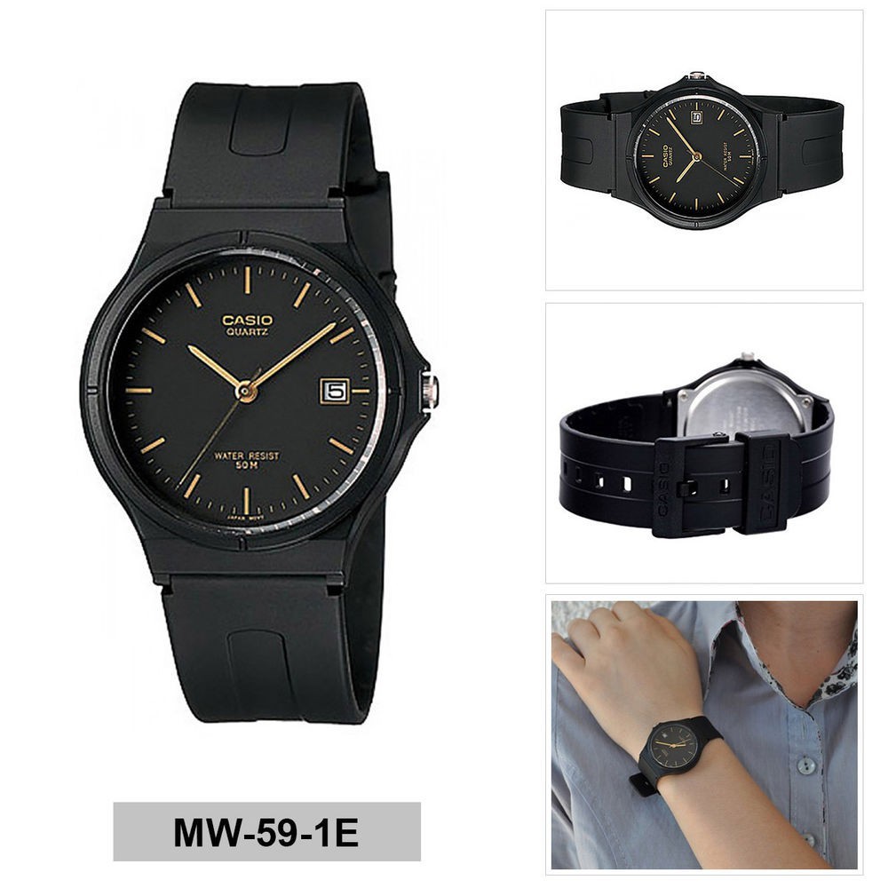 Casio Original Mw 59 1e Mw 59 1e Unisex Analog Rubber Black Shopee Philippines