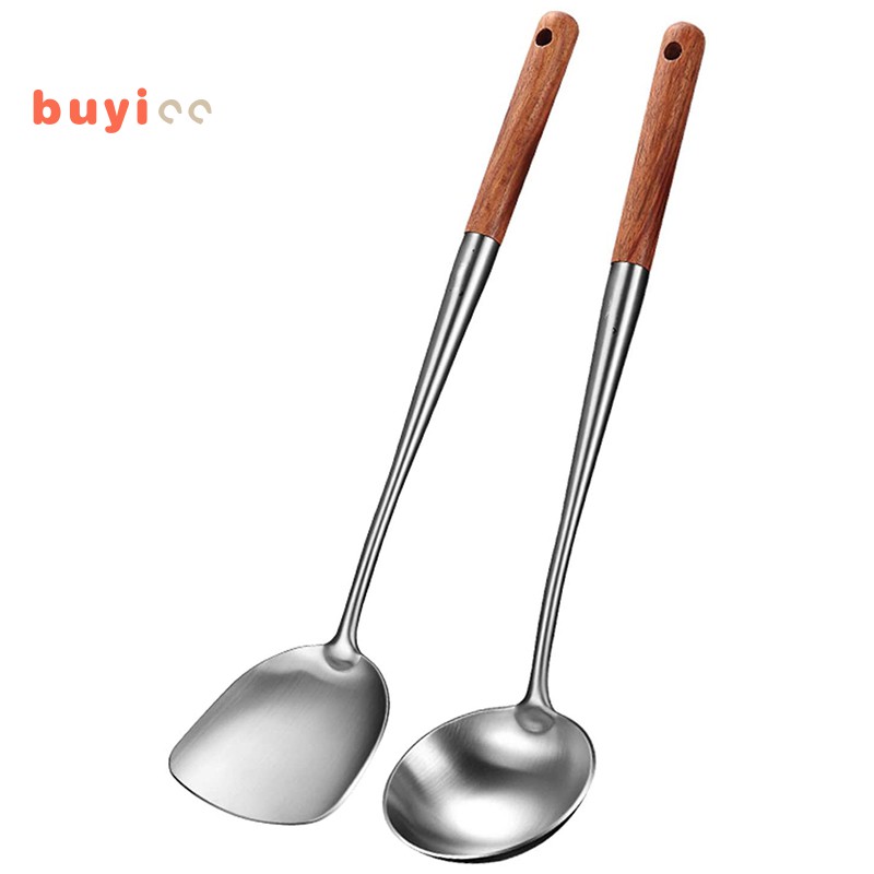 Wok Spatula and Ladle Tool Set, 17 Inches Spatula for Wok, Stainless
