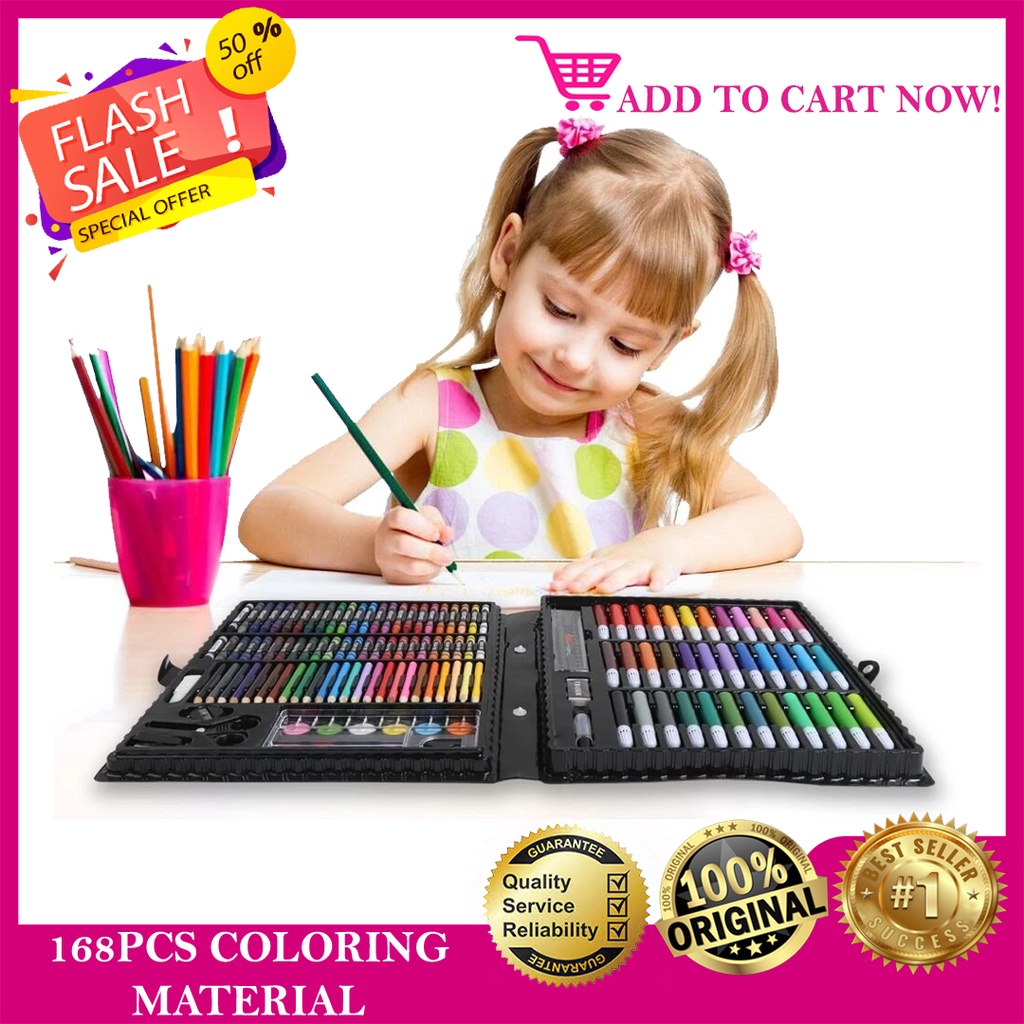 NEW 168 pieces Kids Painting Set with Watercolor Oil Painting Crayons Color Pens Pastel Stationary C