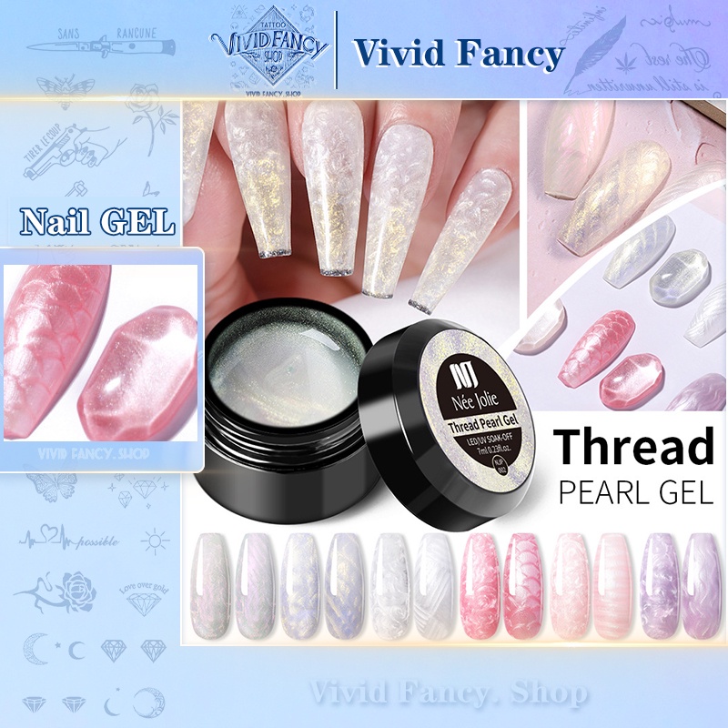 [Vivid Fancy] Nail Gel Polish Thread Pearl Gel Base Top Coat Nails