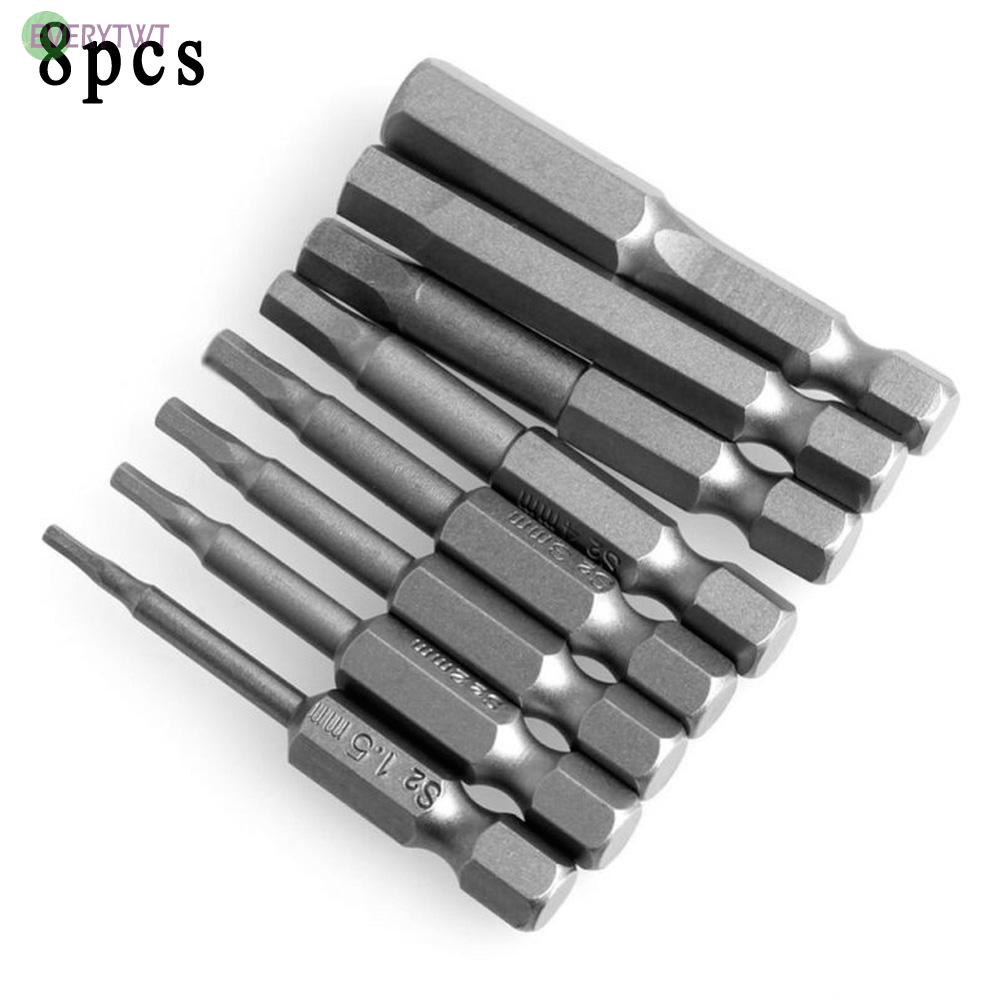 Hex Key Allen Bits 1/4" Tool Set Quick Connect Impact Driver Silver