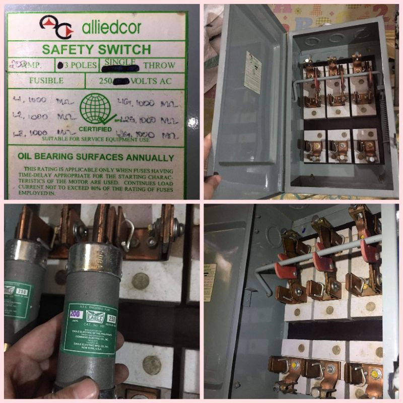 heavyduty alliedcor fuse box/safety switch 200amps, 3 pole, single