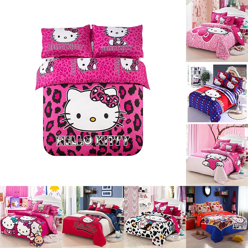 Hello Kitty Bedding Sets 4pc Duvet Bed Sheet Twin Full Queen