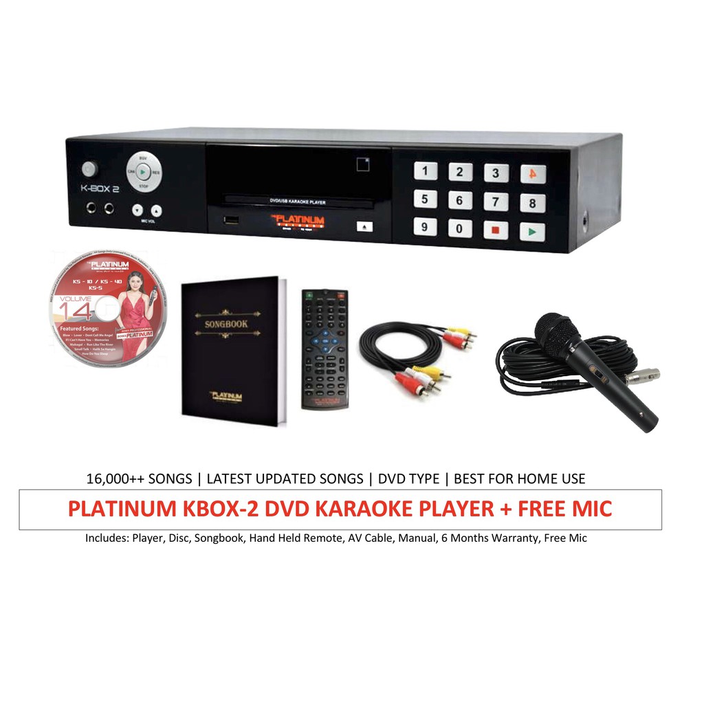 Platinum Karaoke K Box 2 Ks40 Player Black With 15 000 Songs With Free Titanium Mic With Wire Shopee Philippines