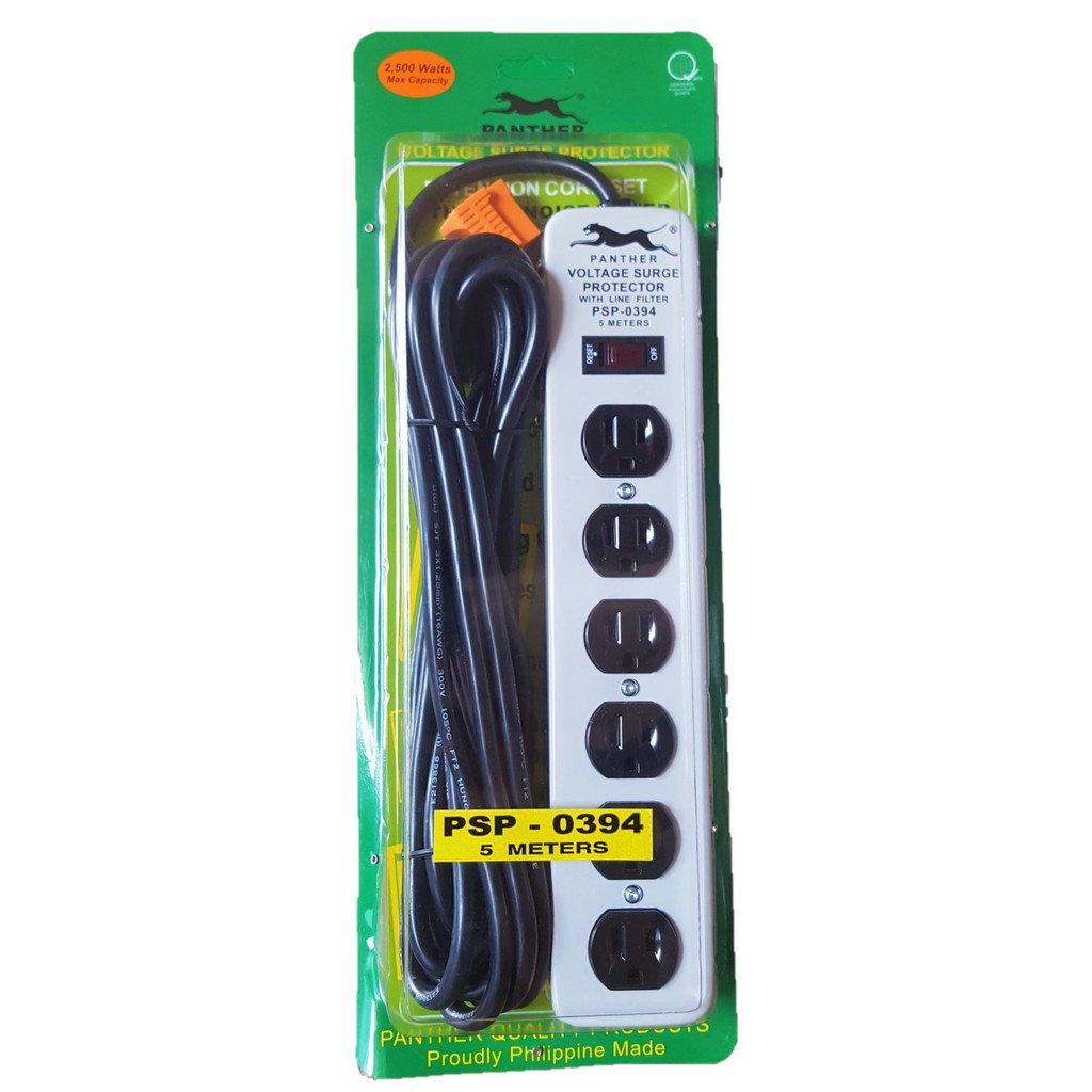 Panther Voltage Surge Protector with Line Filter 6 Outlet Extension