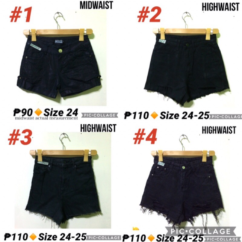 [COD] Black / Dark Denim / Maong Highwaist Shorts (Size 24-29 Available ...