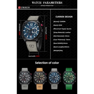Curren Men's Watches Fashion Casual Quartz Sporty Wristwatches 2021 Male Chronograph Leather Luminous Waterproof Watch 8398l #3