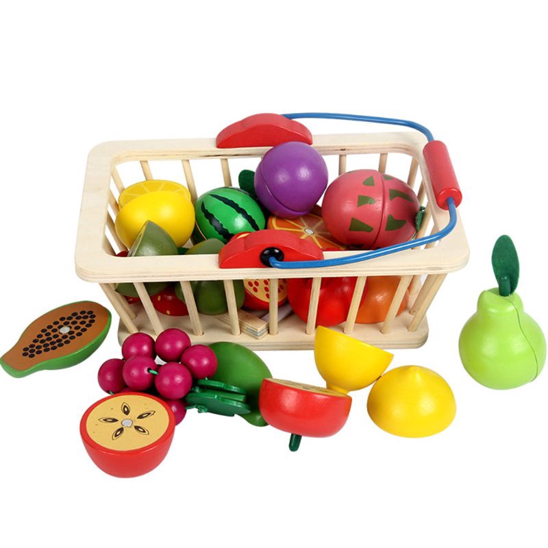 wooden fruit cutting toy