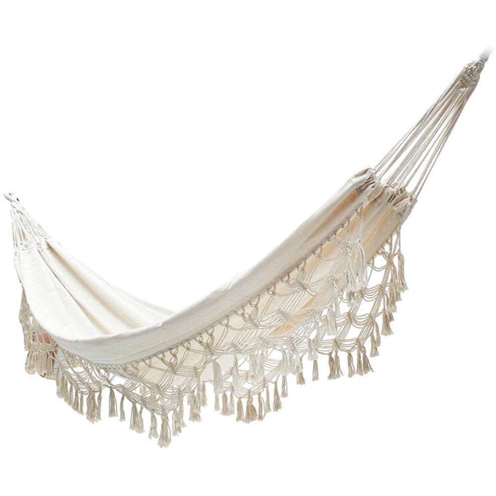 Hammocks Outdoor, Hammock Swing Tassel Double Cotton Bohemian Suitable for  Indoor Outdoor Beach Travel Camping