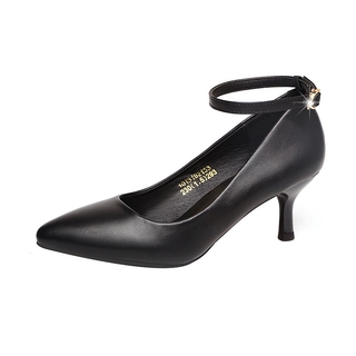 black work heels with strap