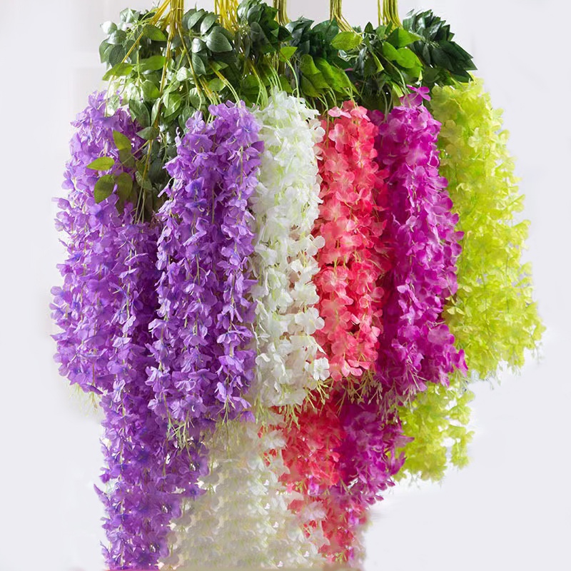 Wisteria Artificial Flowers Vine Wreath Wedding Arch Decoration Leaf