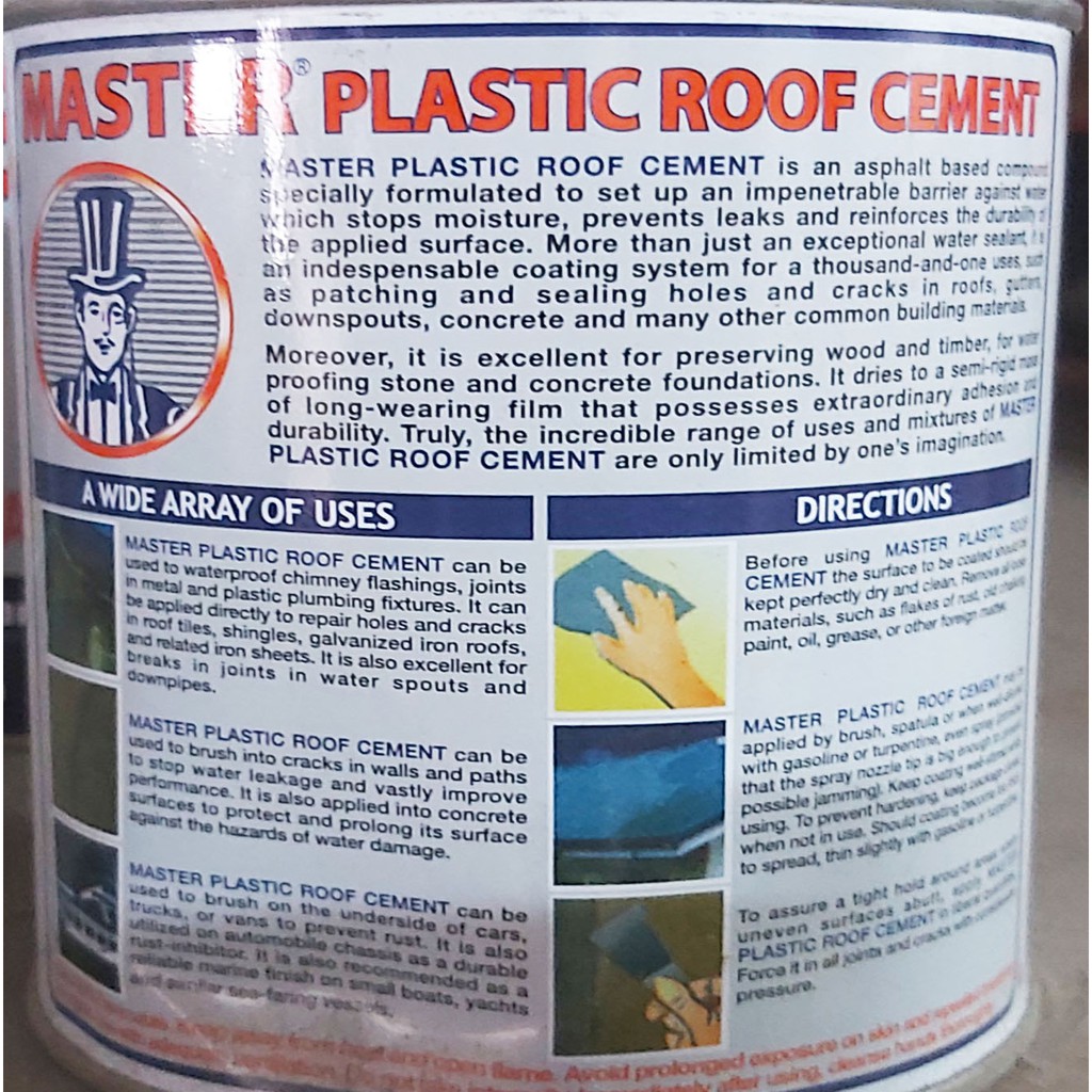 Master Plastic Roof Cement Quart Size Asphalt Based Waterproofing Shopee Philippines