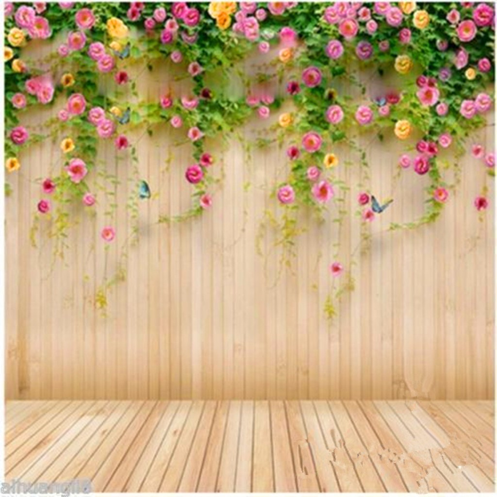 3x5ft Flower Wood Wall Vinyl Photography Model Backdrop Background ...