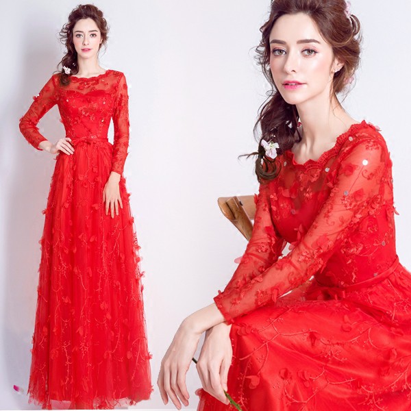 red maxi cocktail dress