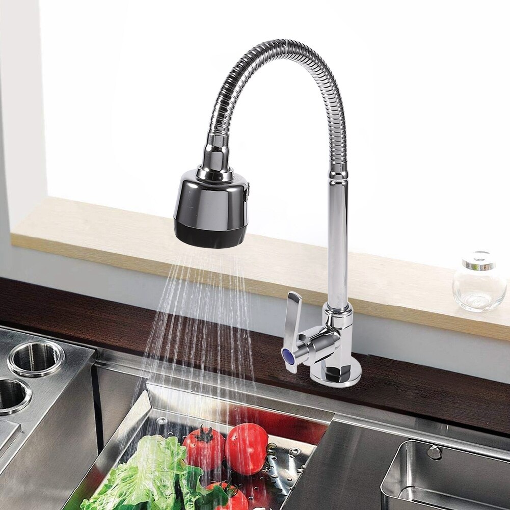 Zinc Alloy Swivel Spout Single Handle Sink Kitchen Faucet Pull Down