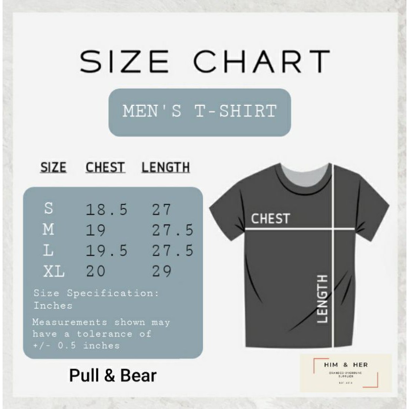 pull and bear shirt size chart