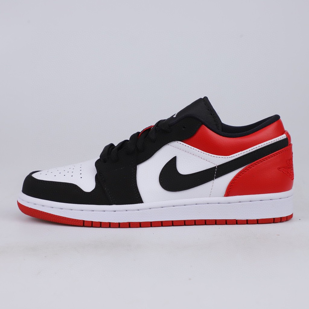 100 Original Nike Air Jordan 1 Low Black Toe Aj1 Low Top Black Toe Sport Shoes For Men Shopee Philippines