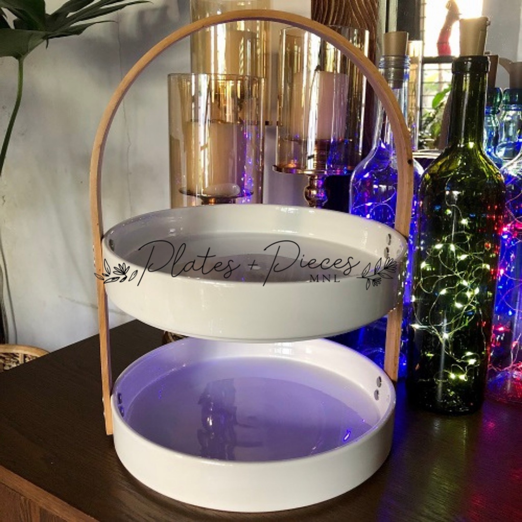 SABINA Nordic 2 Tier Cake Tray with Bamboo Handle Shopee Philippines