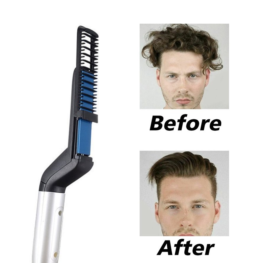 Eg Hair Straightener For Men Comb Curling Electric Brush Beard
